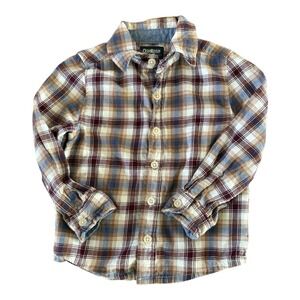 OshKosh B'gosh Flannel Shirt‎ Baby Boys Size 12M Brown Plaid Long Sleeve Woven